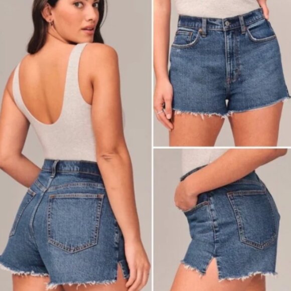 Abercrombie & Fitch The Mom Short High Rise (Curve Love) Medium Wash 00 / 24 - Picture 8 of 8